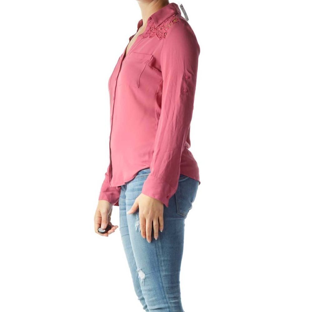 Express Pink Crocheted Back Shirt - Picture 3 of 3